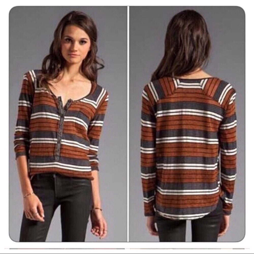 🛑SOLD🛑Free People “We the Free” Metallic Stripe - Picture 1 of 5